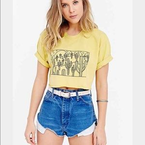 BDG Yellow Crop Top Cactus Tee Size M